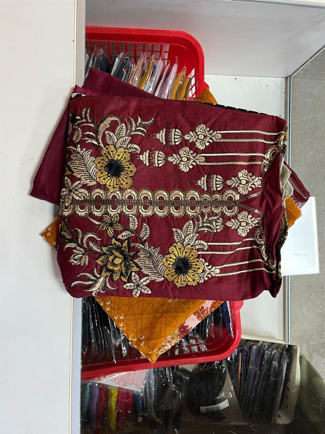 Maroon Embroidered Mizaaj Fashion Lawn Suit
