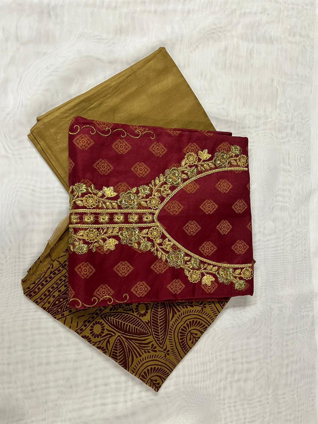 Maroon Unstitched 3 Piece Suits