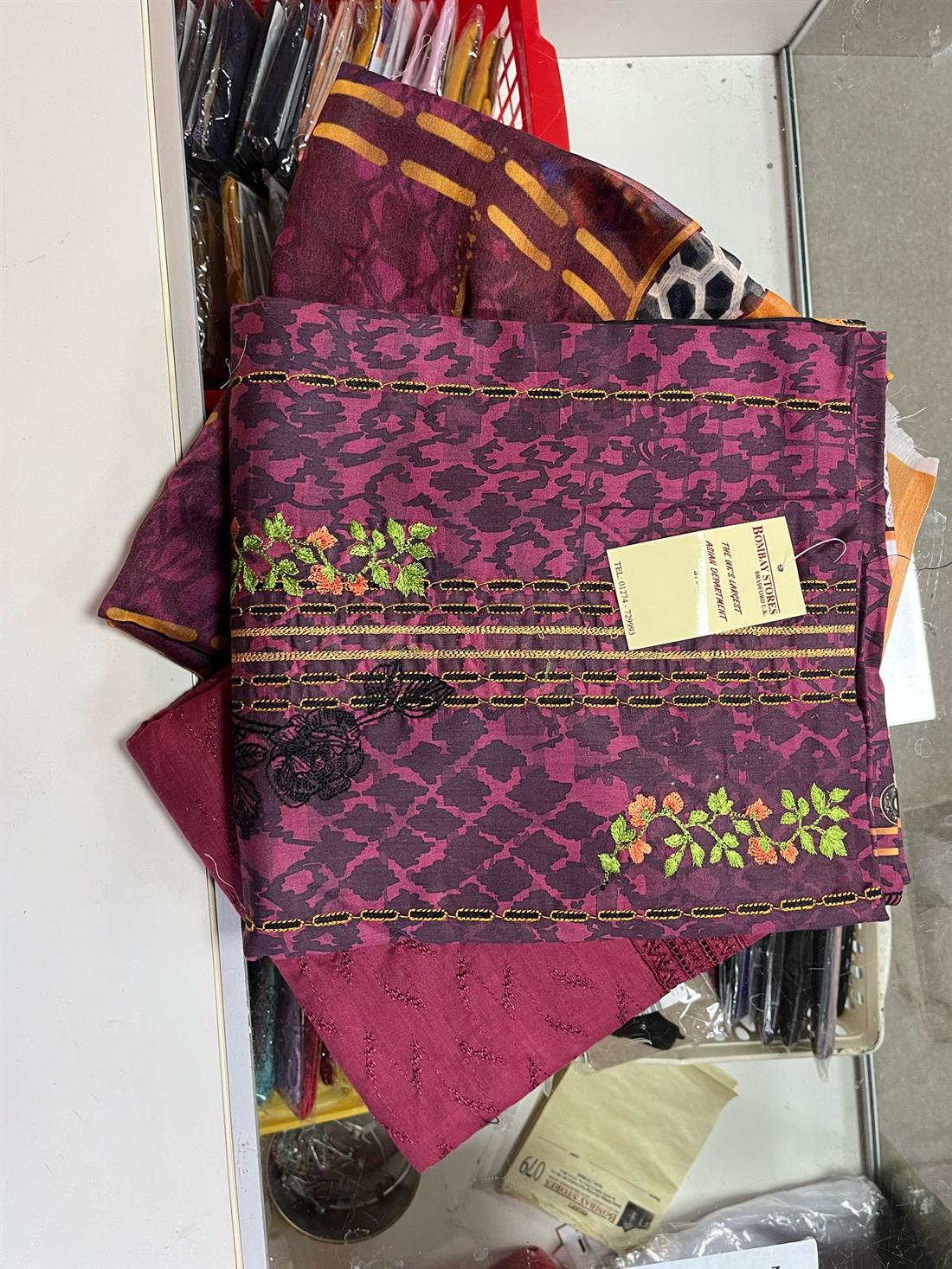 Wine Embroidered Diamond Supreme Lawn Suit