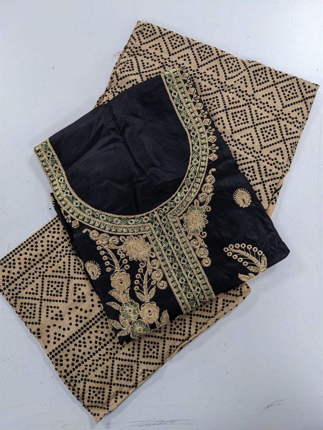 Black & Gold Unstitched 3 Piece Suit