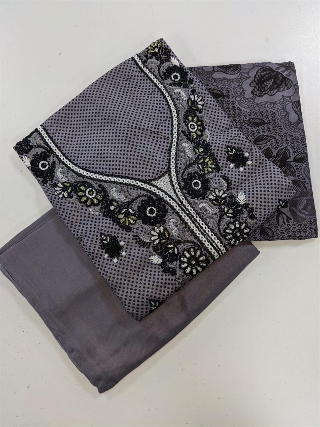 Grey & Black Unstitched 3 Piece Suit