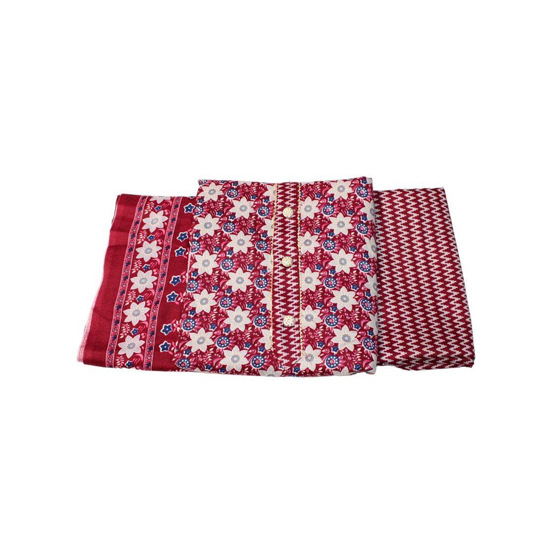 Maroon Unstitched 3 Piece Suits