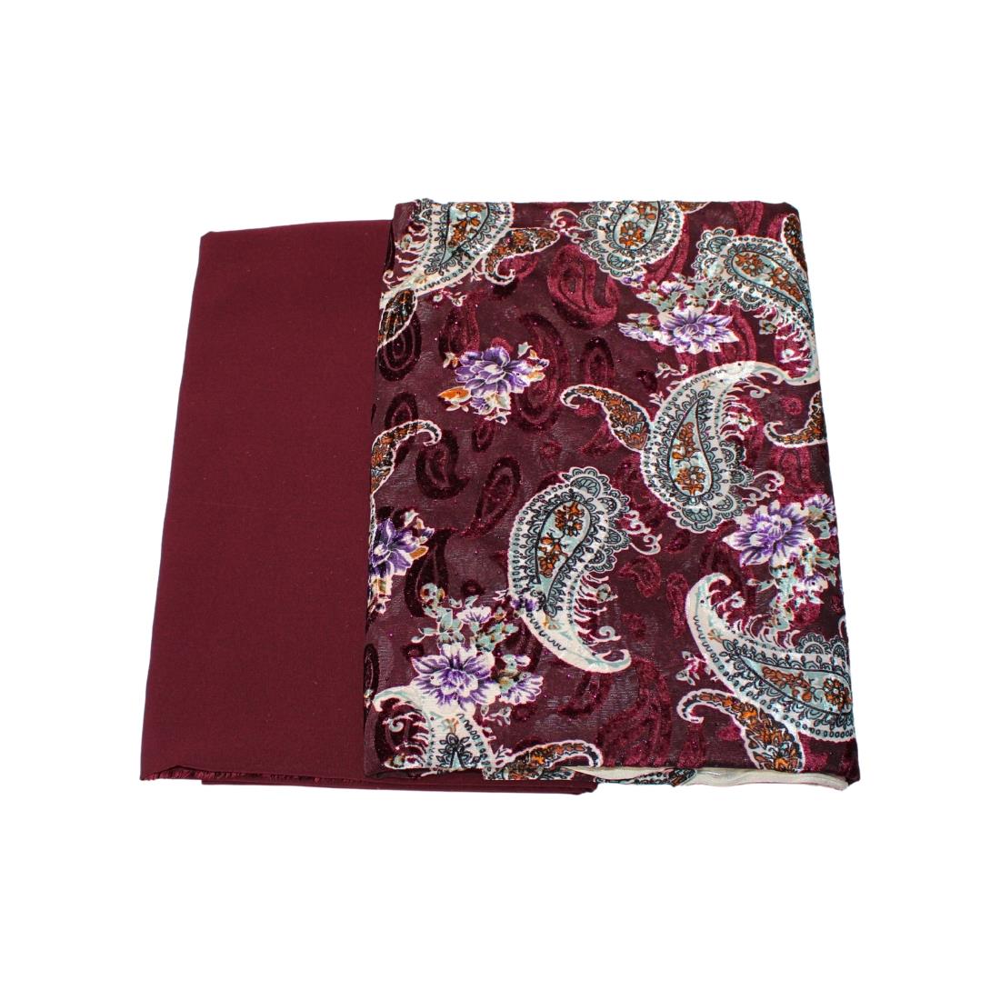 Wine Velvet Unstitched Suits