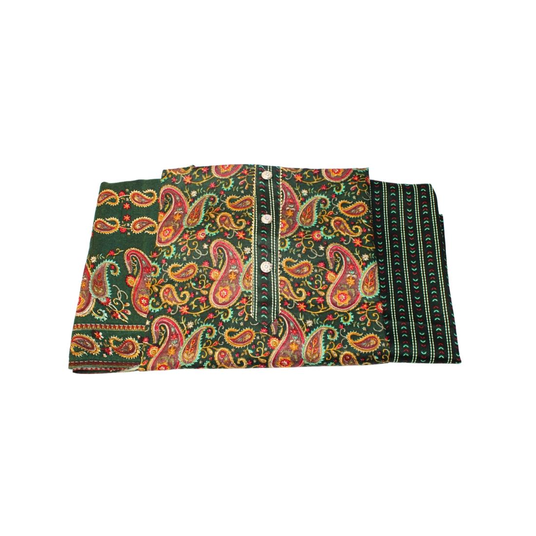 Bottle Green Unstitched 3 Piece Suits