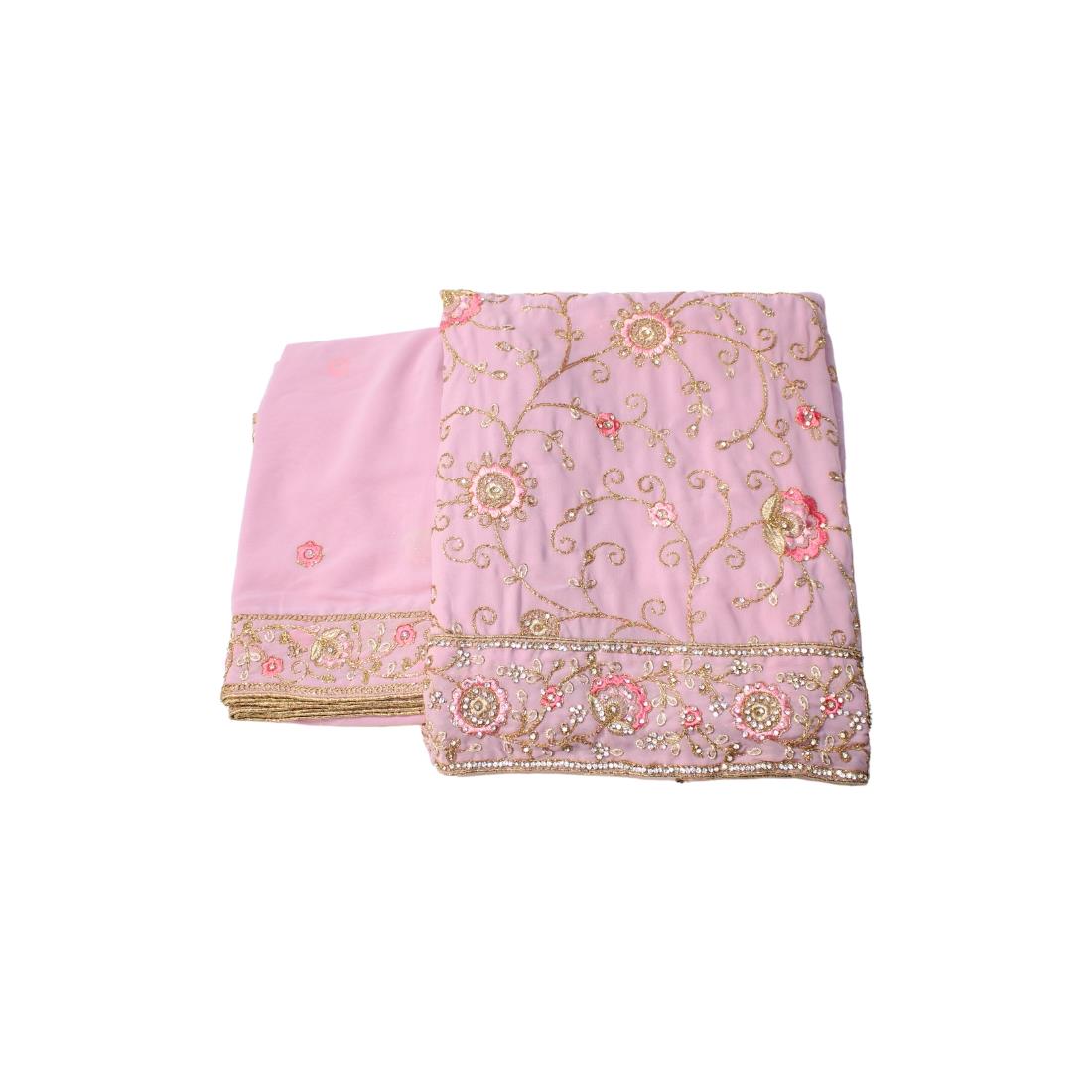 Lilac Unstitched Embroidered Chiffon Crepe Stone Work Suit