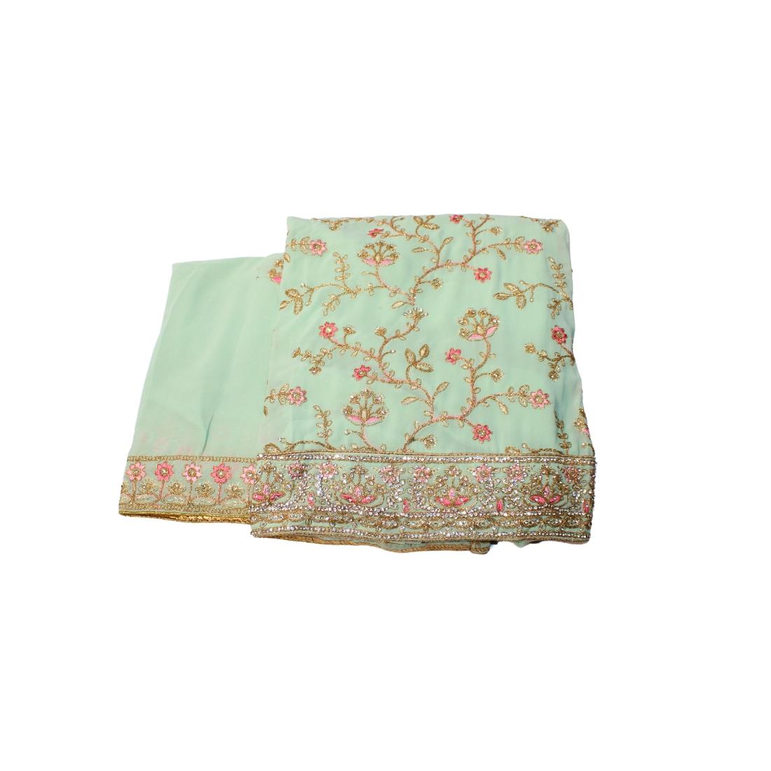 Pista Unstitched Embroidered Chiffon