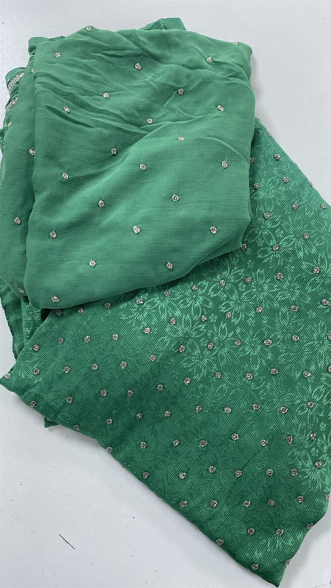 Green Unstitched Ladies Everyday Wear 3 Piece Suit
