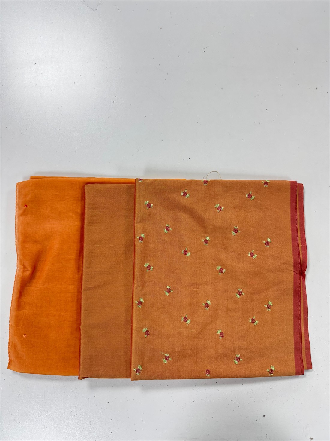 Orange Unstitched Ladies Everyday Wear 3 Piece Suit