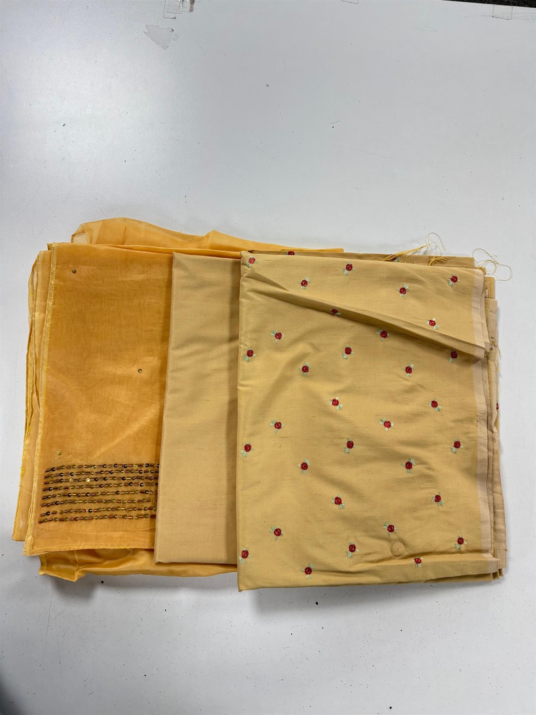 Gold Unstitched Ladies Everyday Wear 3 Piece Suit