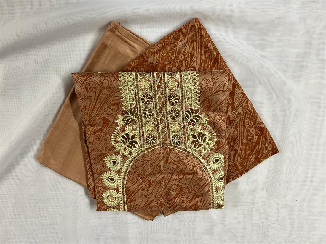 Dark Peach Unstitched 3 Piece Suits