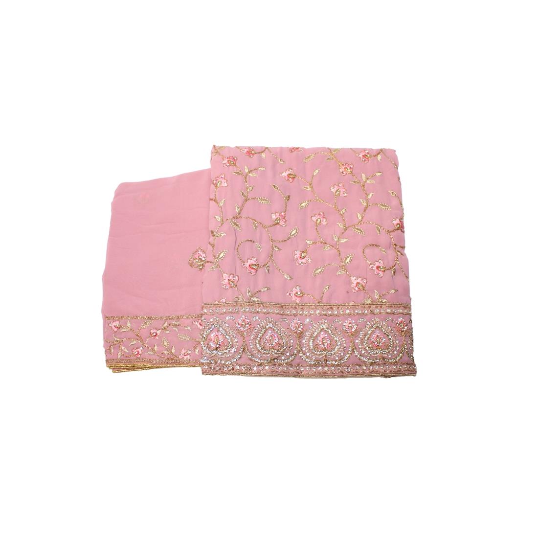 Light Mouve Unstitched Embroidered Chiffon