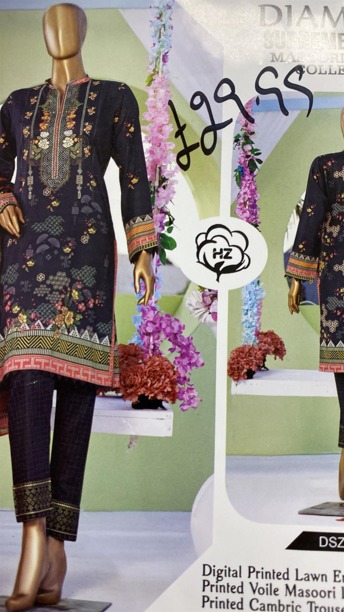 Black Embroidered Lawn Unstitched Suit