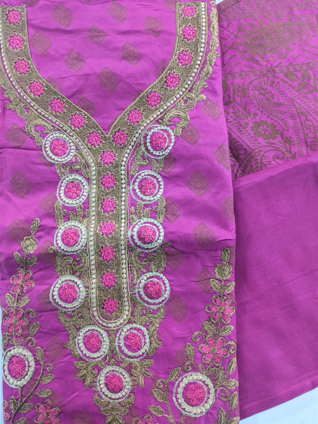 Hot Pink Linen Unstitched Suit