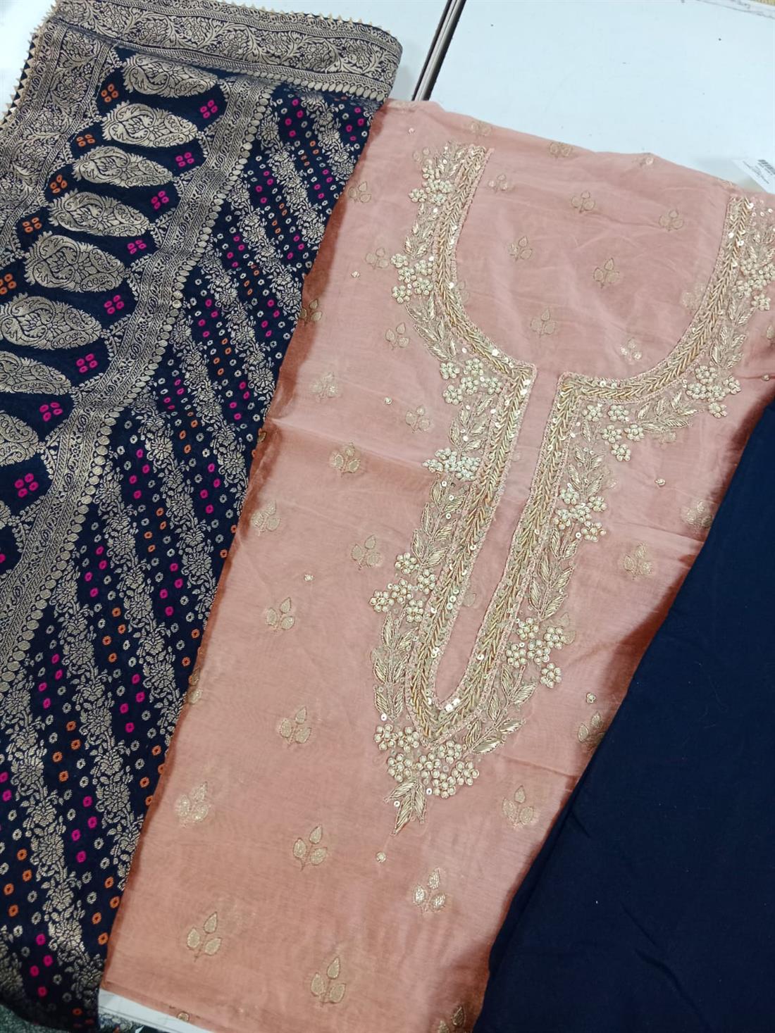 Peach & Blue Unstitched Suit