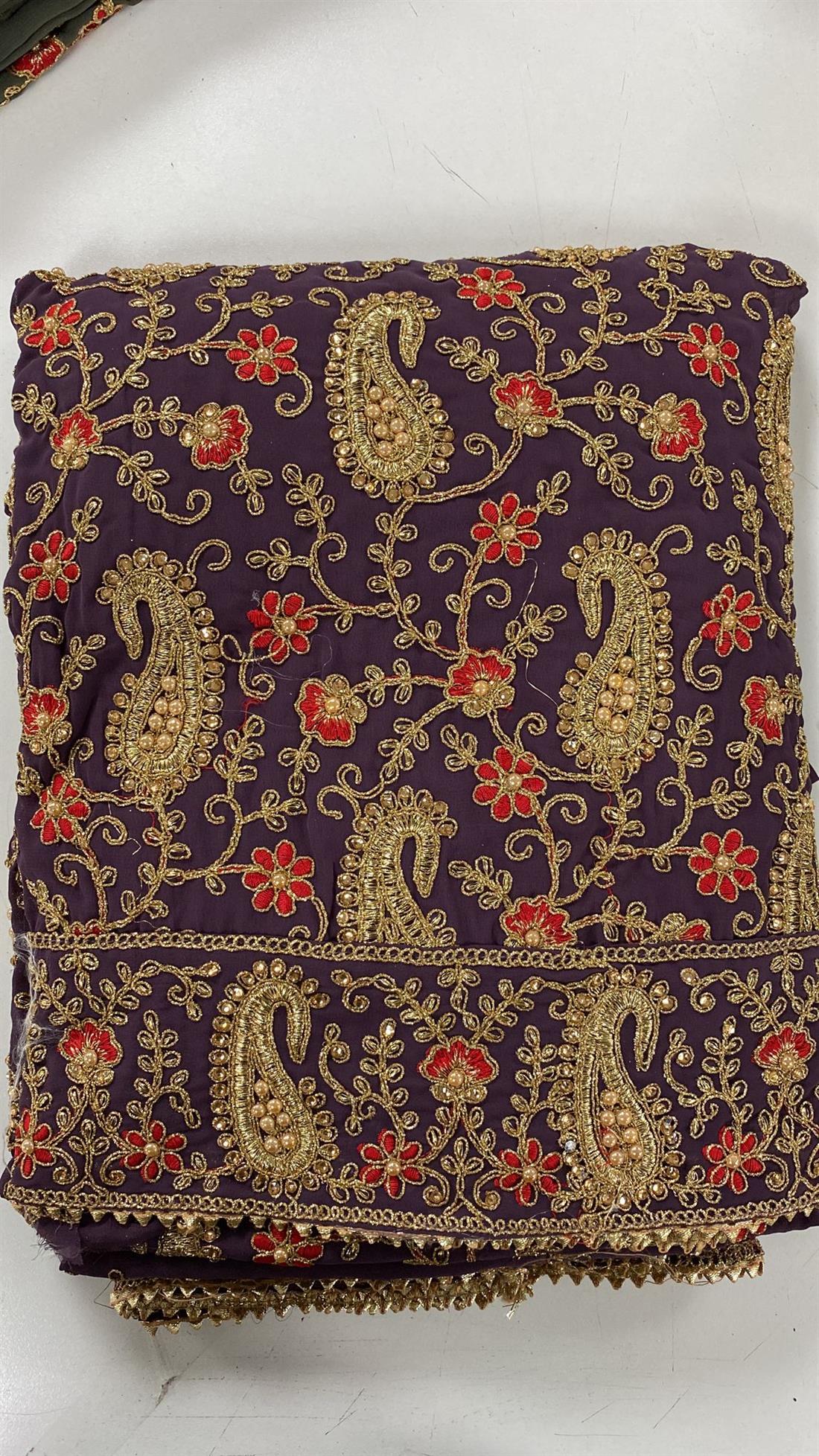 Plum Emb Unstitched Suit