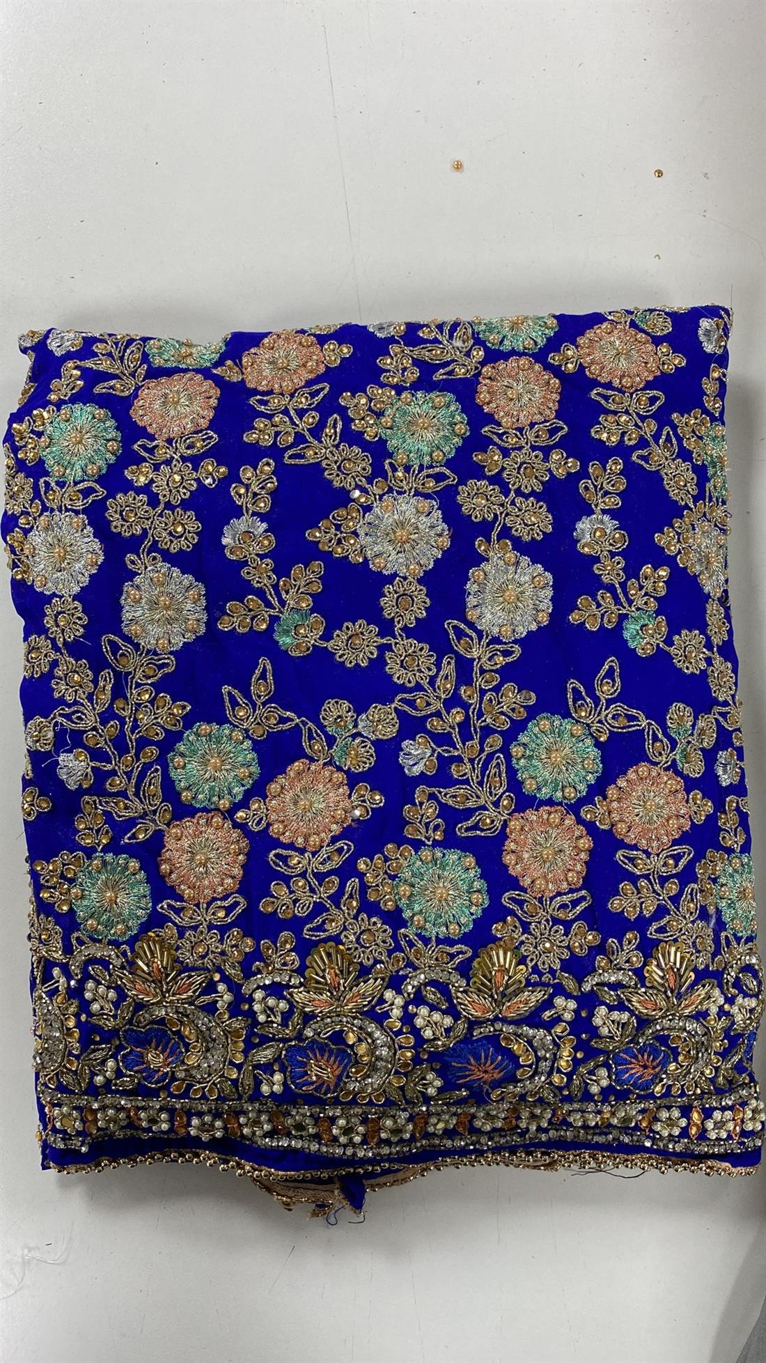 Royal Blue Emb Unstitched Suit