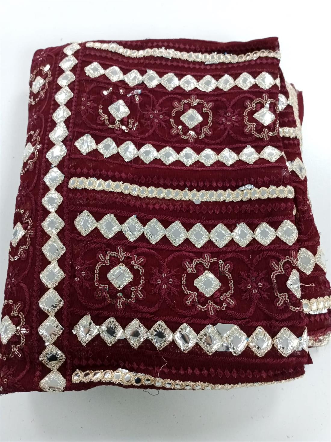 Maroon Chiffon Unstitched Suits