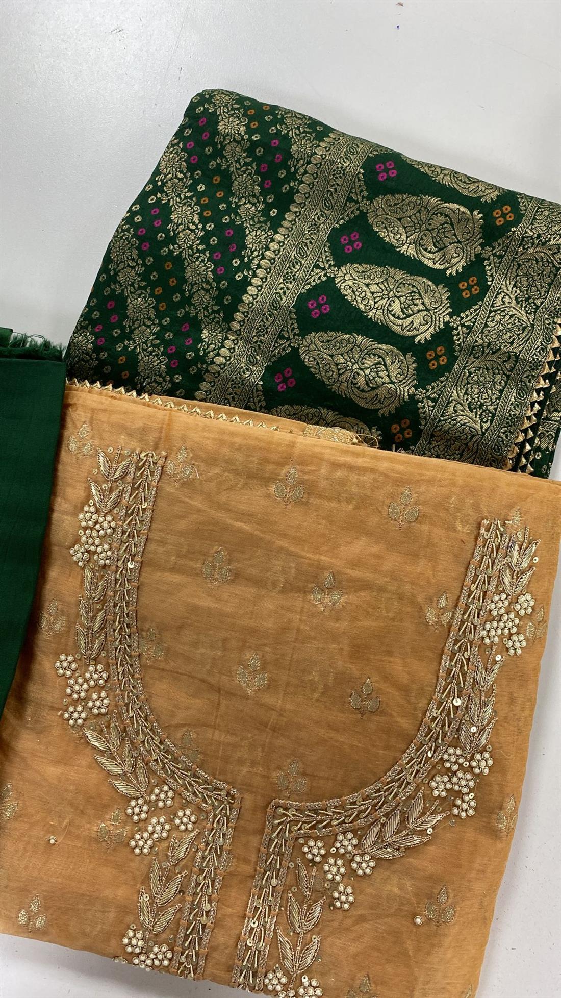 Peach & Green Unstitched Suit