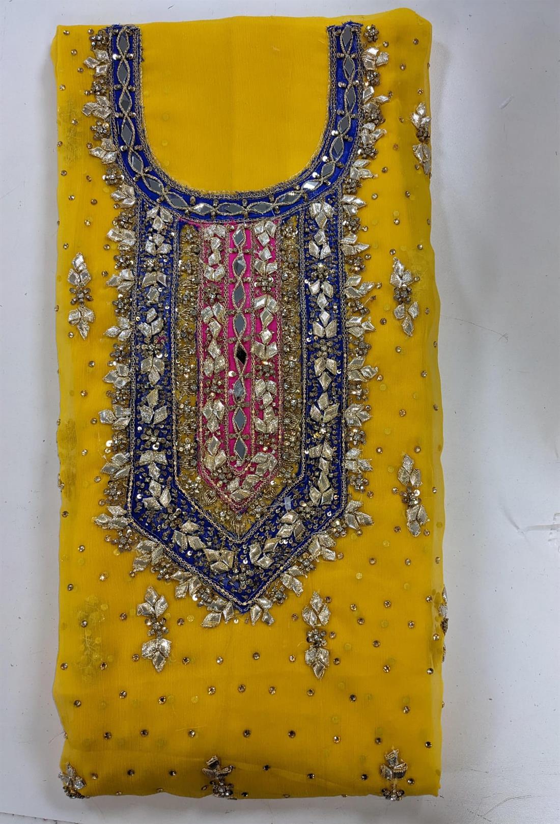 Yellow Emb Unstitched Suits