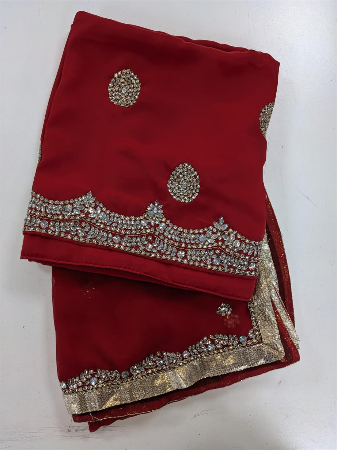 RED & Gold Emb Unstitched Suits