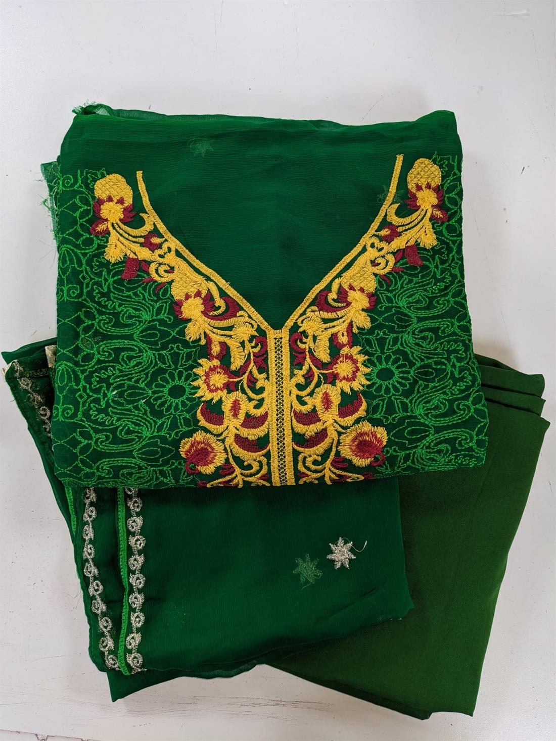 Green Emb Unstitched Suits