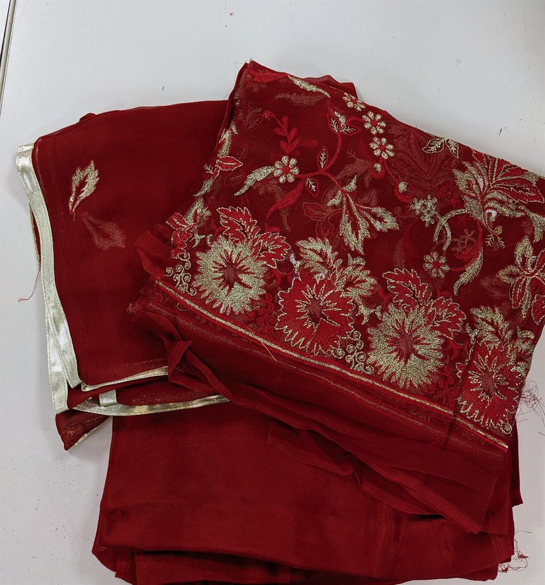 Red Emb Unstitched Suits