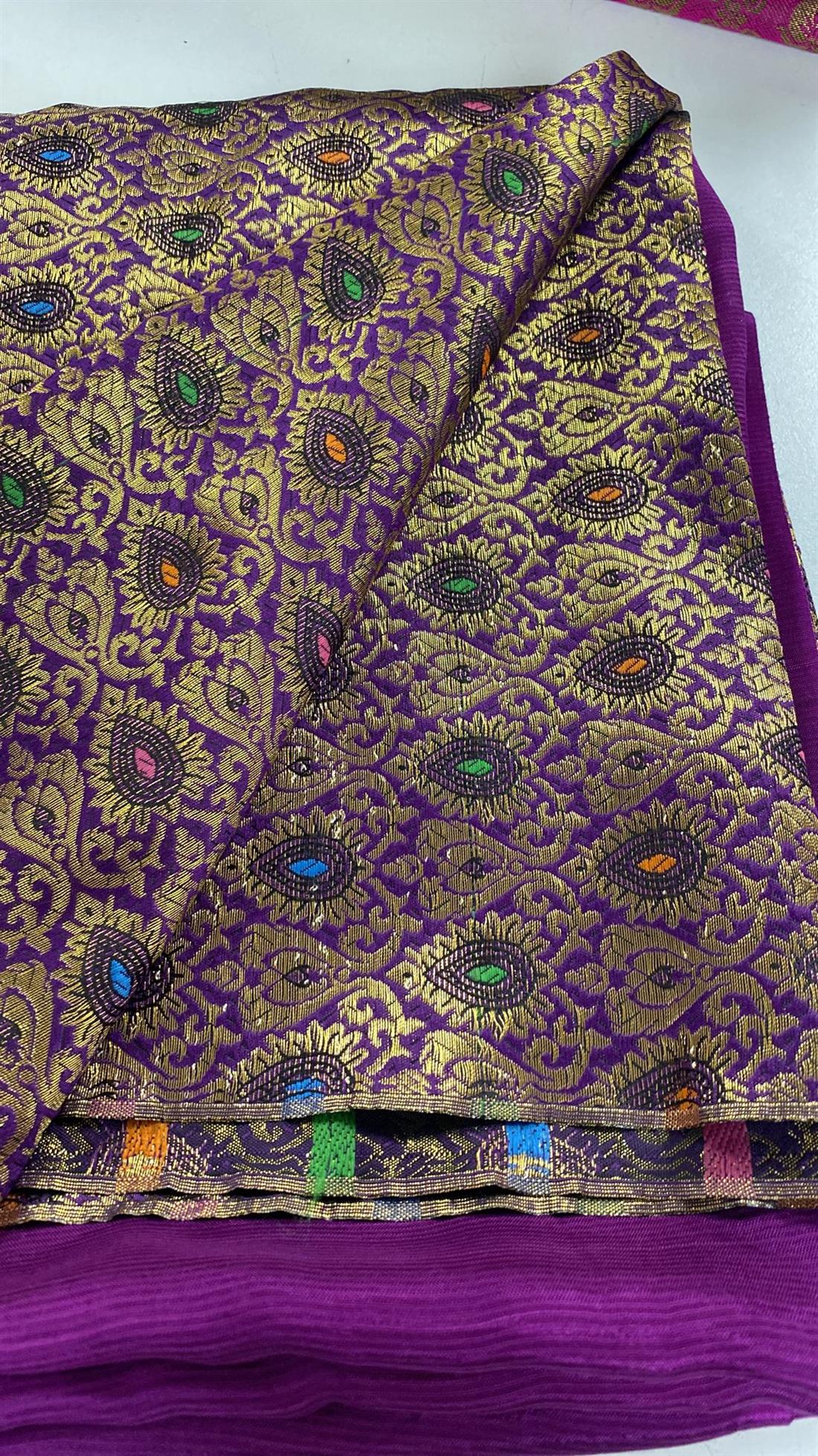 Purple Banarsi Unstitched 2 Piece Suit
