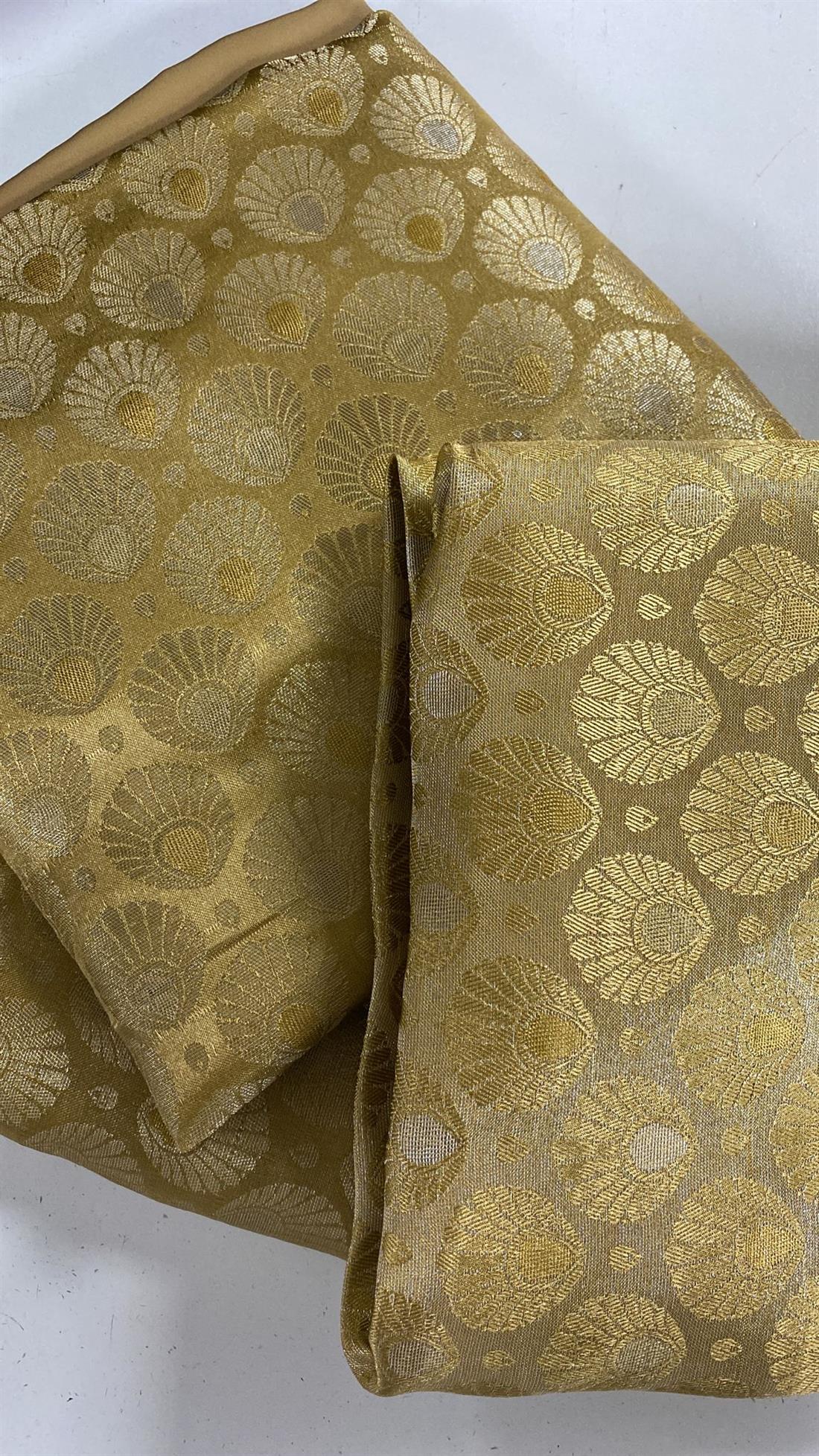 Gold Banarsi Unstitched 2 Piece Suit