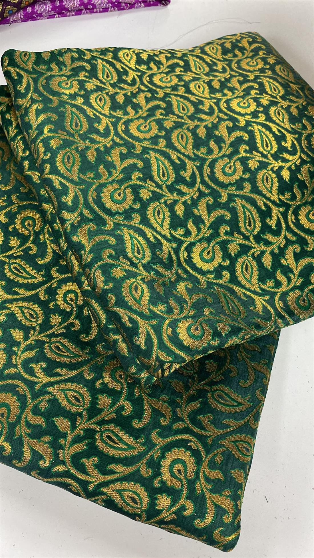 Bottle Green Banarsi Unstitched 2 Piece Suit