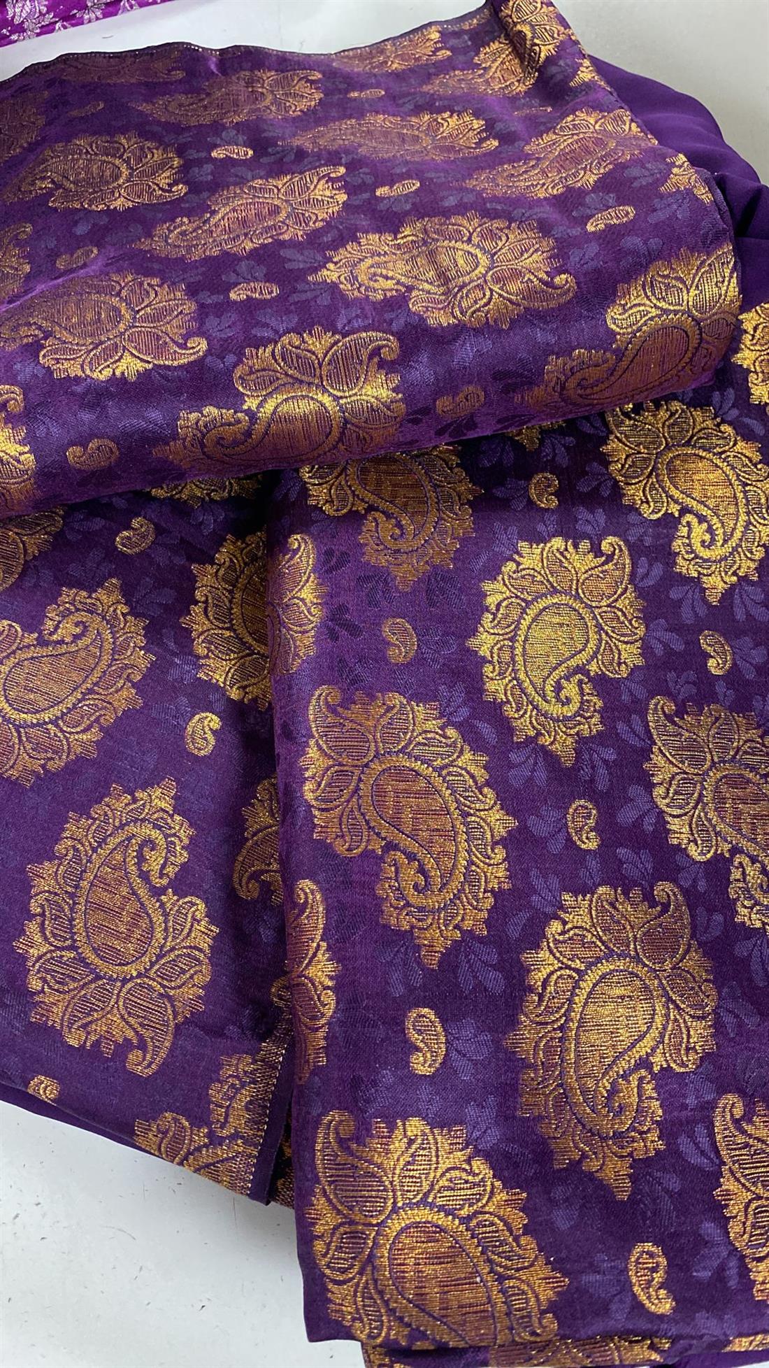 Purple Banarsi Unstitched 2 Piece Suit