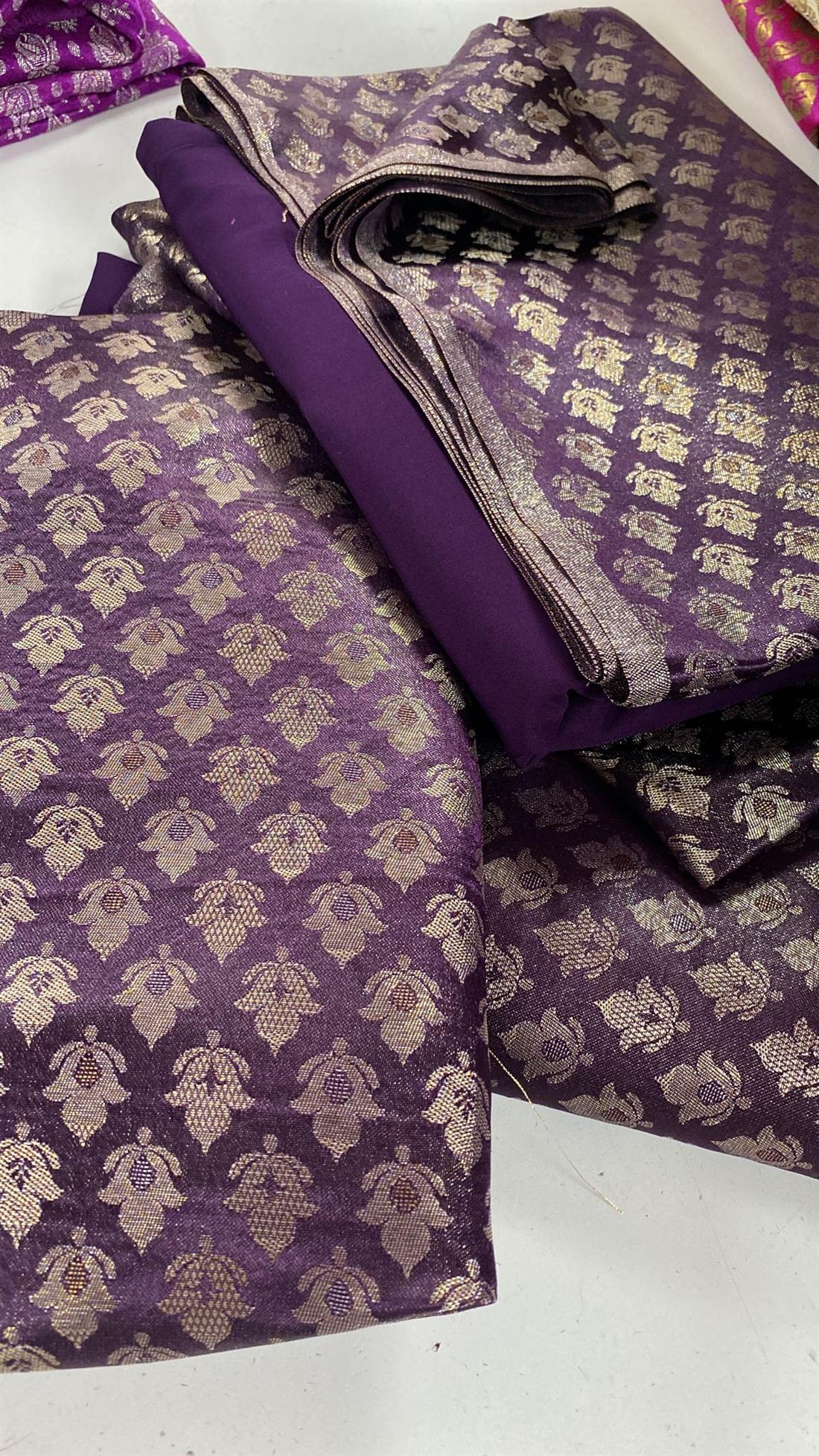 Purple Banarsi Unstitched 2 Piece Suit