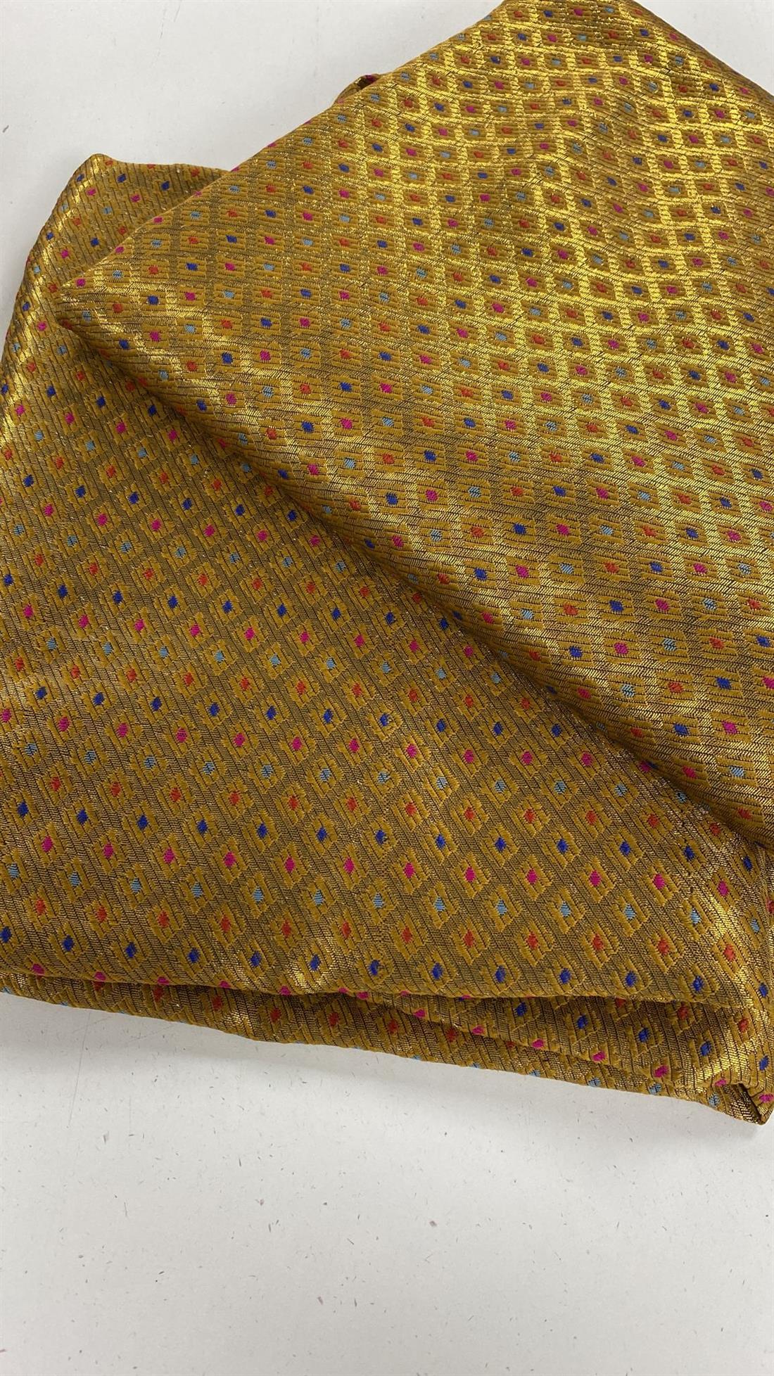 Gold & Multicolour Banarsi Unstitched 2 Piece Suit