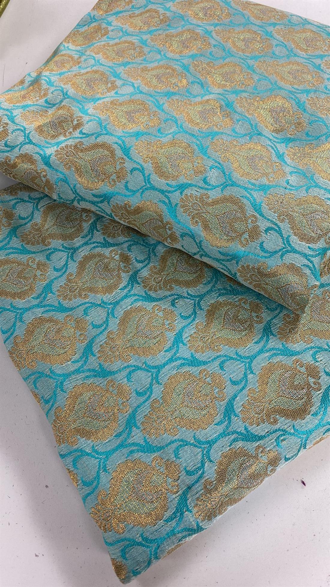 Turquise & Sky Blue Banarsi Unstitched 2 Piece Suit