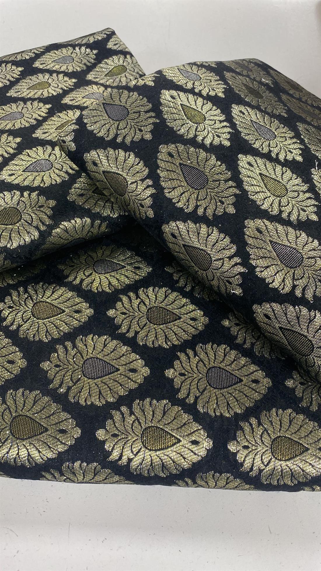 Black Banarsi Unstitched 2 Piece Suit
