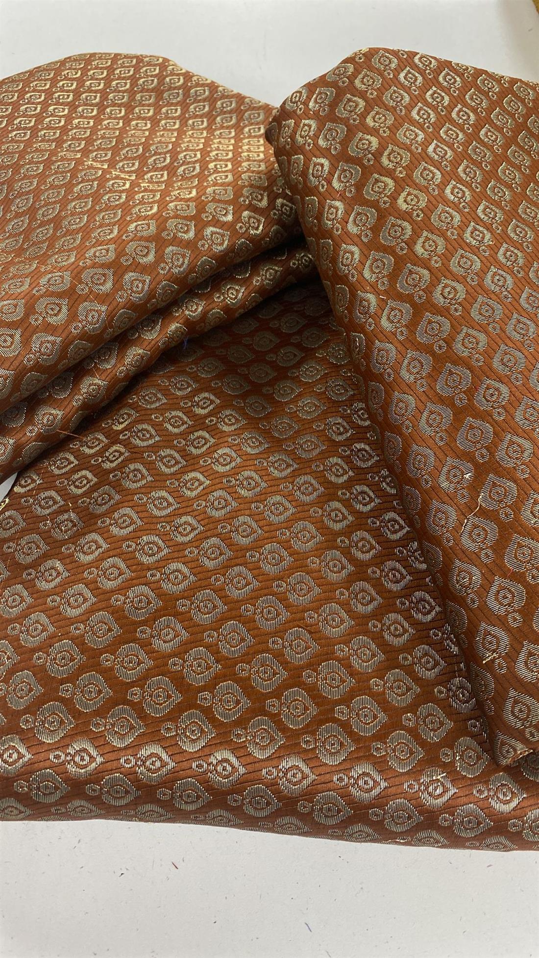 Brown Banarsi Unstitched 2 Piece Suit
