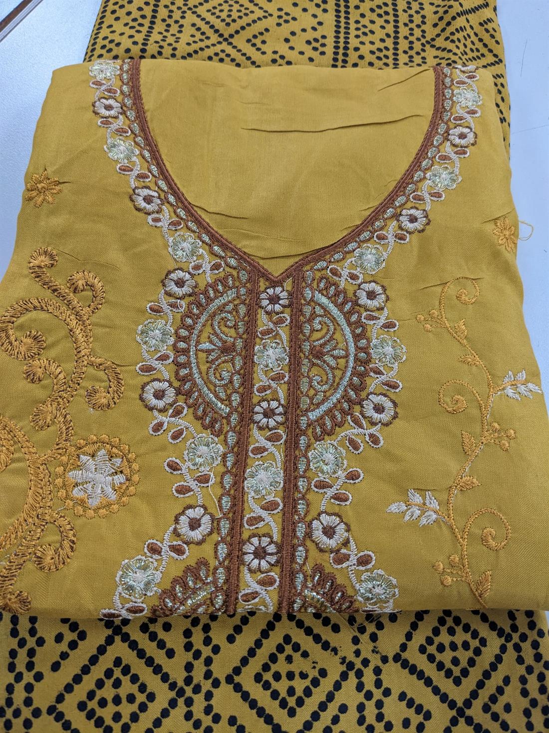 Mustard Linen Unstitched Suit