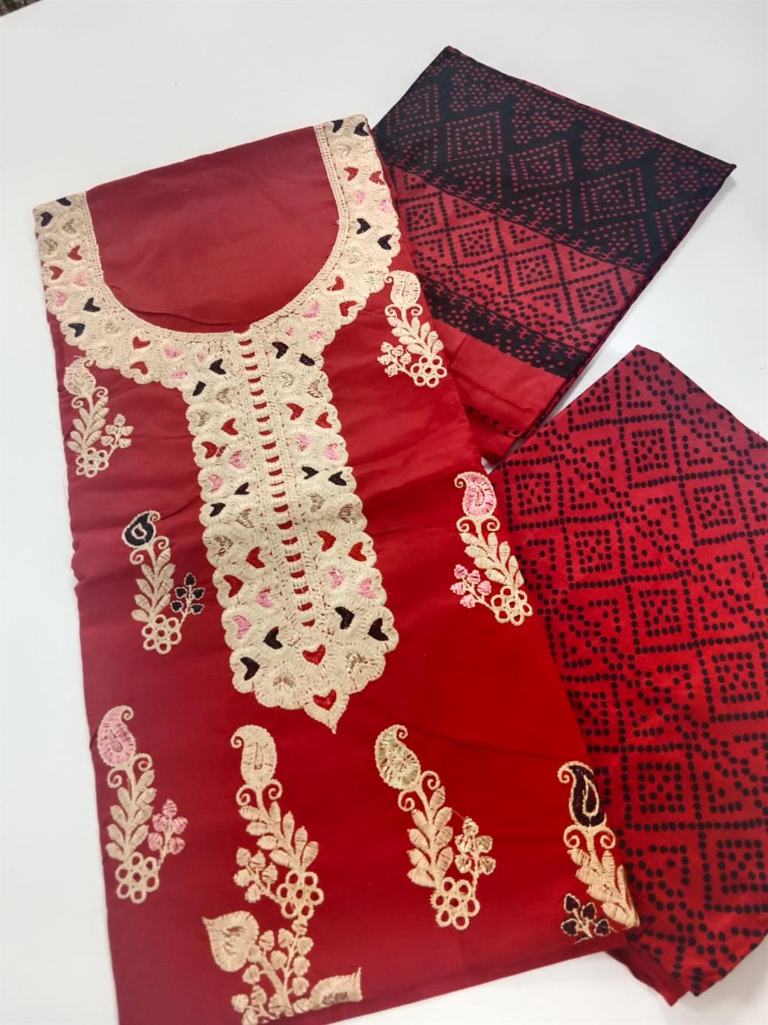 Red Linen Unstitched Suit