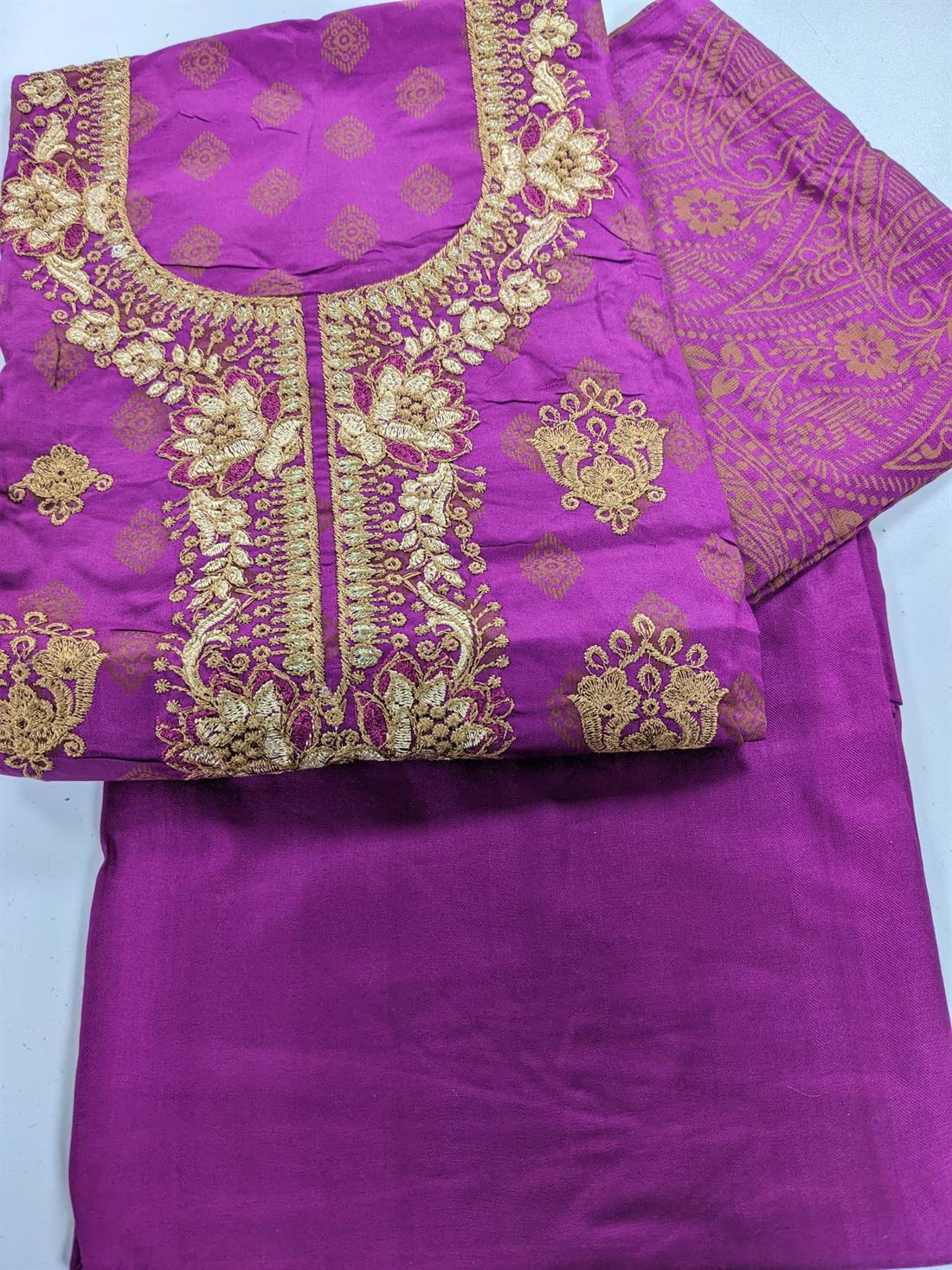 Purple Linen Unstitched Suit