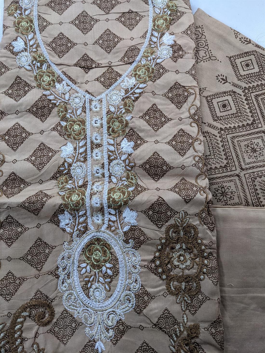 Brown Linen Unstitched Suit