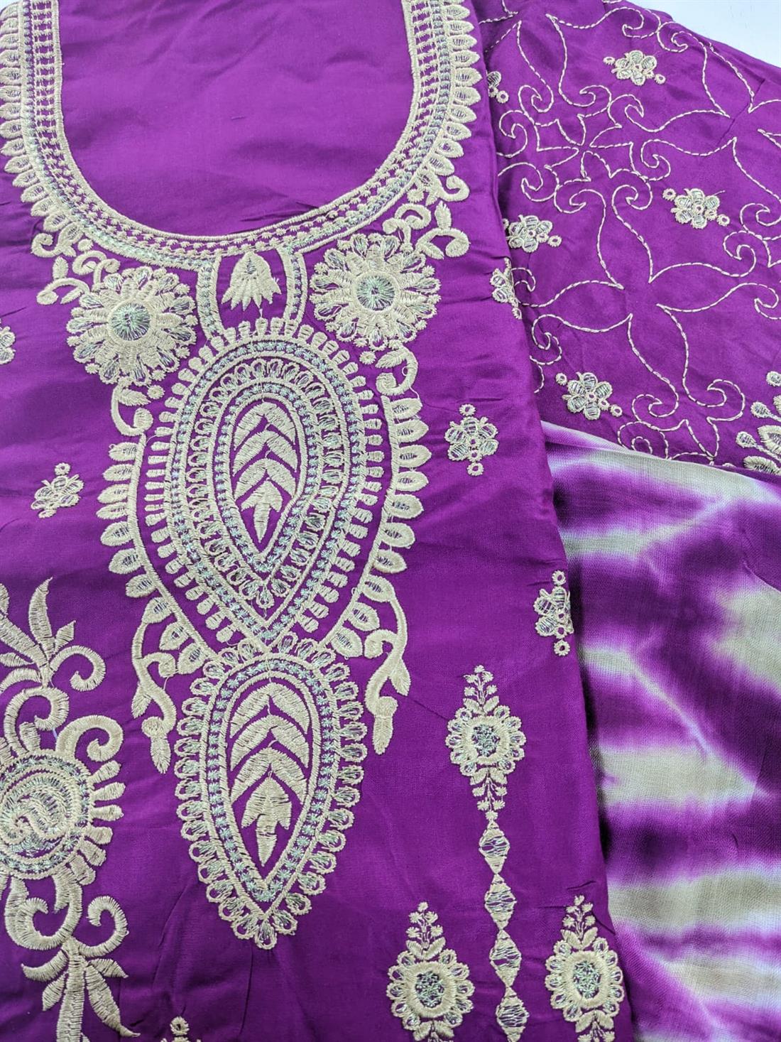 Purple Linen Unstitched Suit