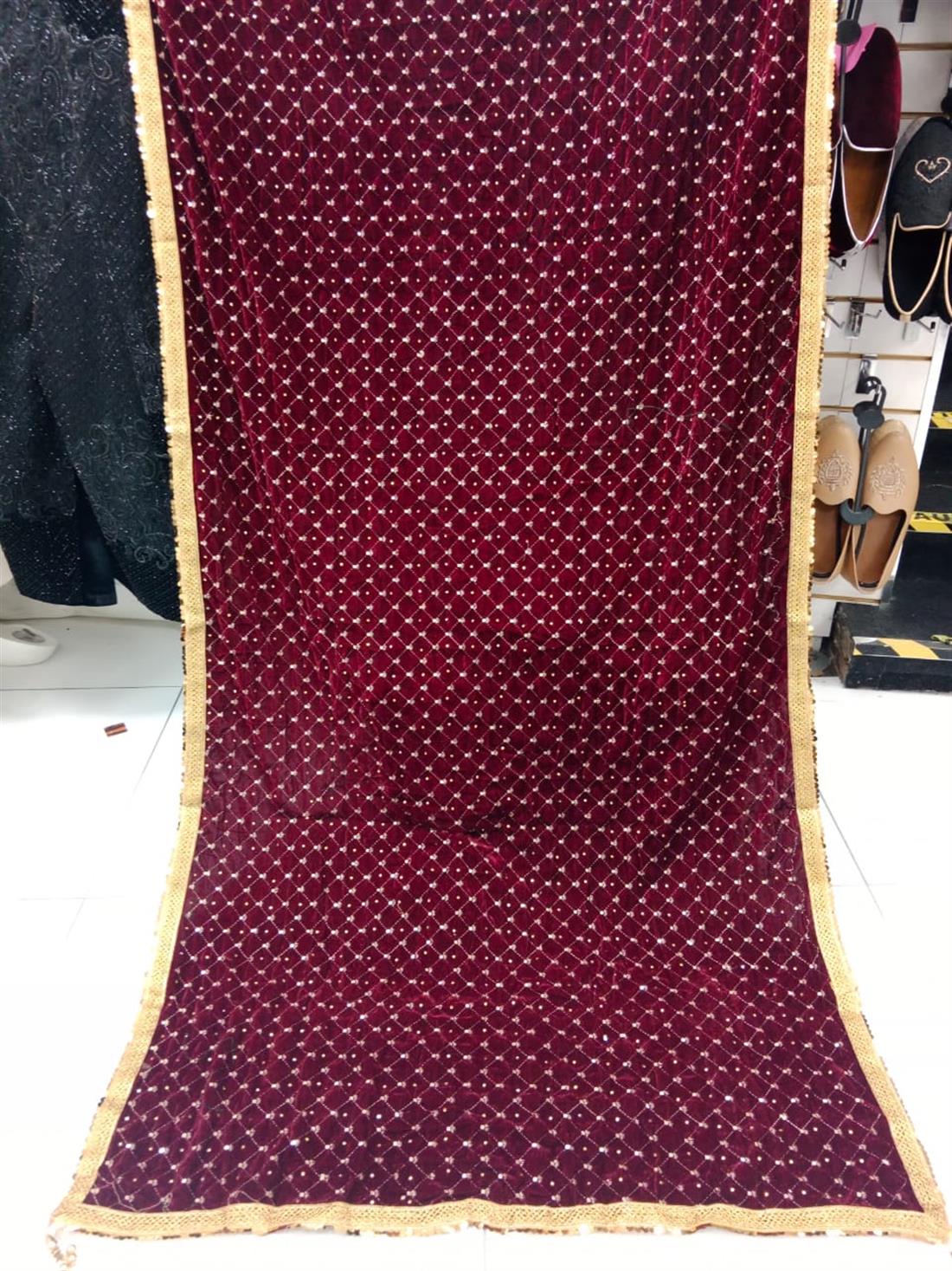 Maroon Velvet Shawl