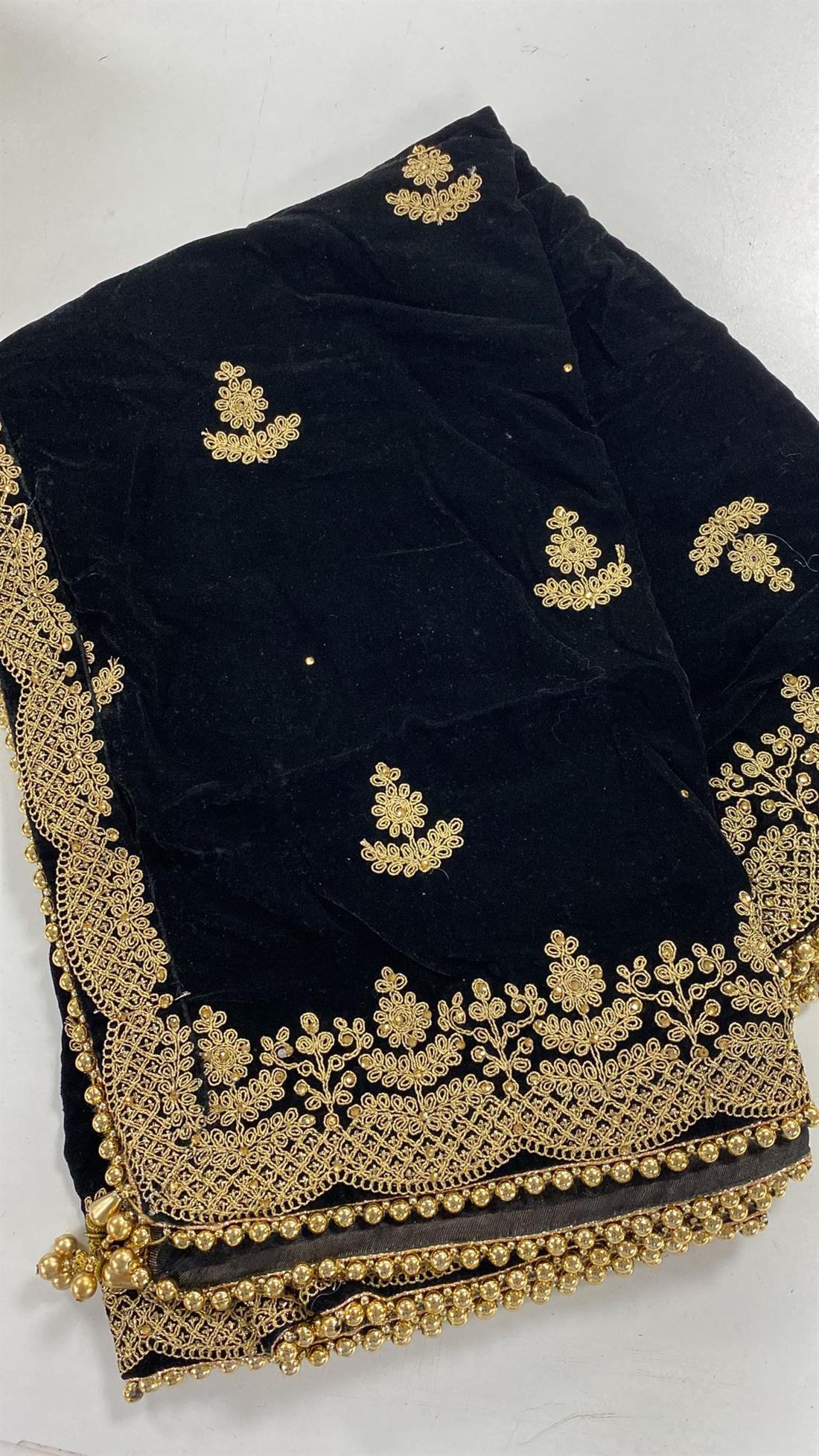 Black Embroidered Velvet Shawl