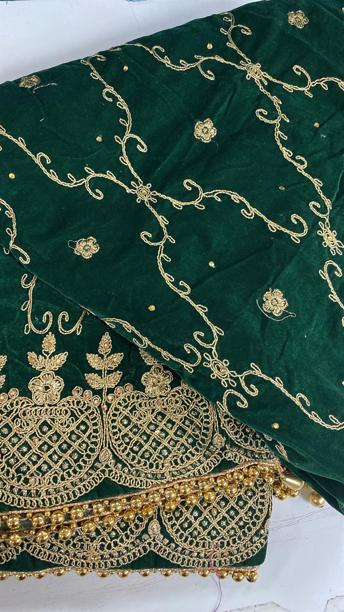 Bottle Green Velvet Shawl