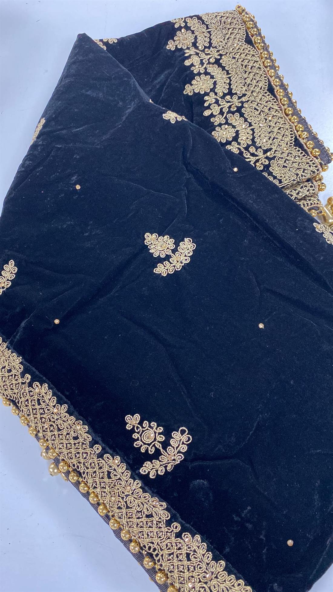 Black Embroidered Velvet Shawl