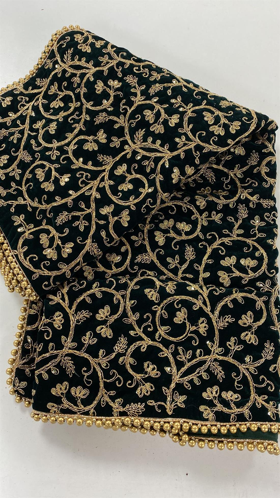 Bottle Green Velvet Shawl 2.50 Mtrs