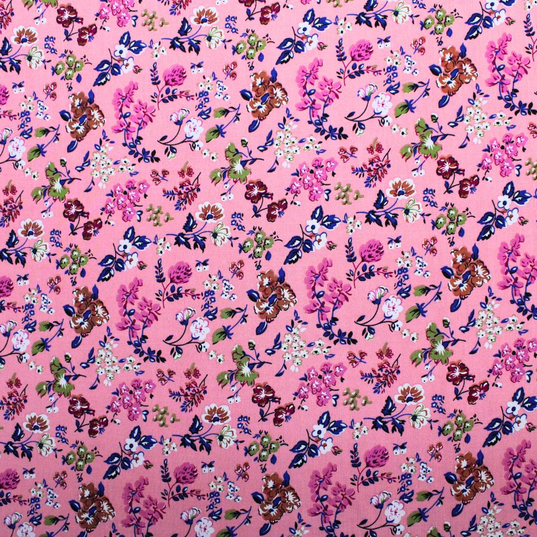 Dusky Pink Crepe 2 Yards of Printed Dressmaking Viscose