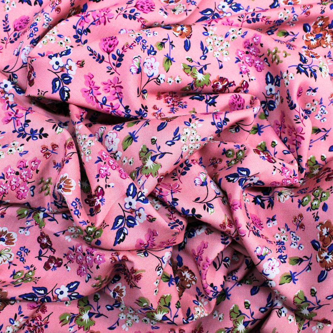 Dusky Pink Crepe 2 Yards of Printed Dressmaking Viscose