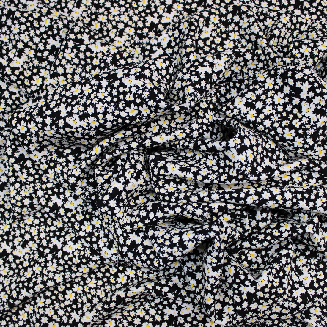 Black Crepe 2 Yards of Printed Dressmaking Viscose