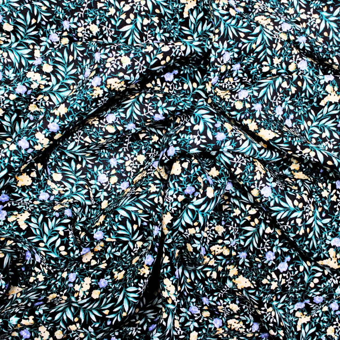 Black Crepe 2 Yards of Printed Dressmaking Viscose