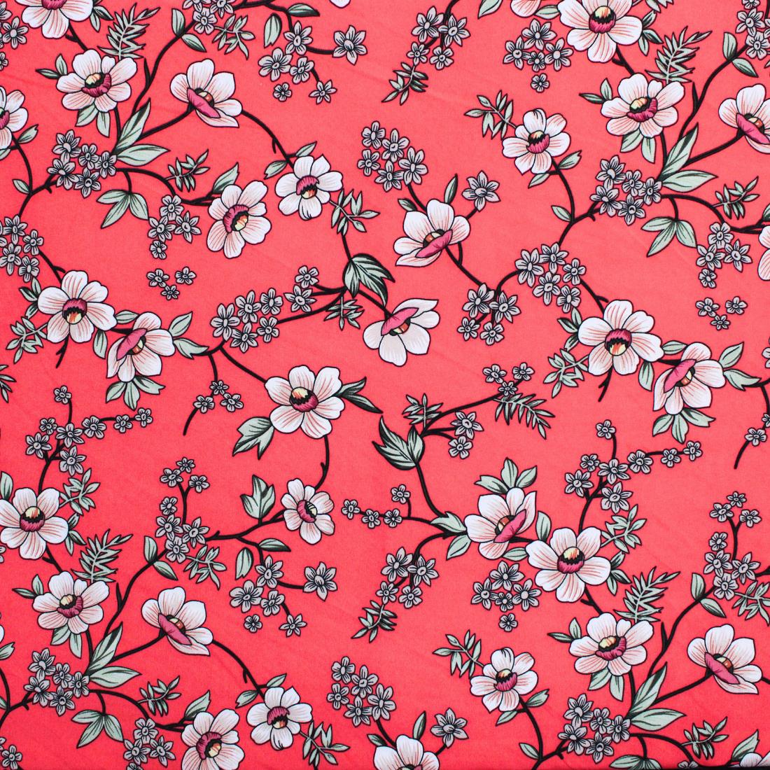 Dull Red Crepe 2 Yards of Printed Dressmaking Viscose